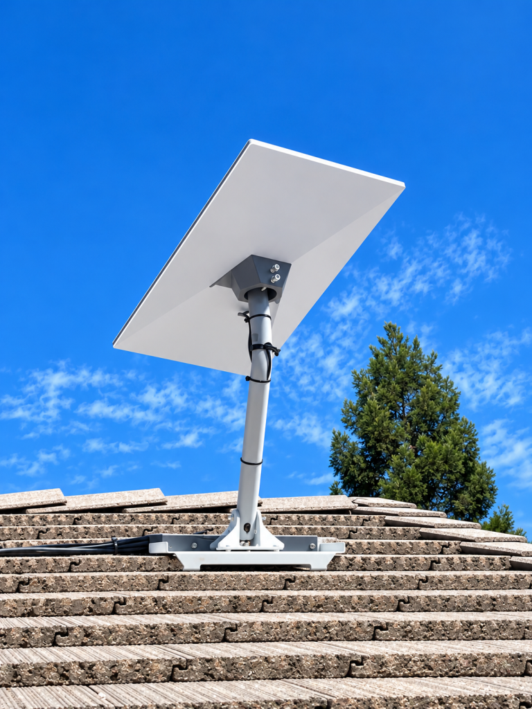 Professional Starlink satellite dish installed on a residential roof eave in Placerville, California by Paradise Home Tech.